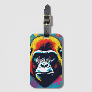 Gorilla Pop Art Cartoon Drawing Luggage Tag