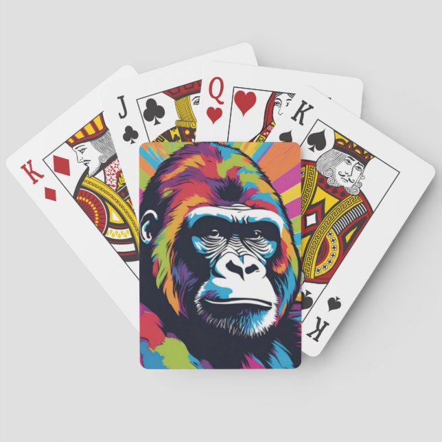 Gorilla Pop Art Cartoon Drawing Playing Cards (Back)