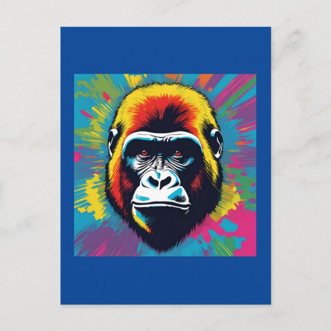 Gorilla Pop Art Cartoon Drawing Postcard (Front)