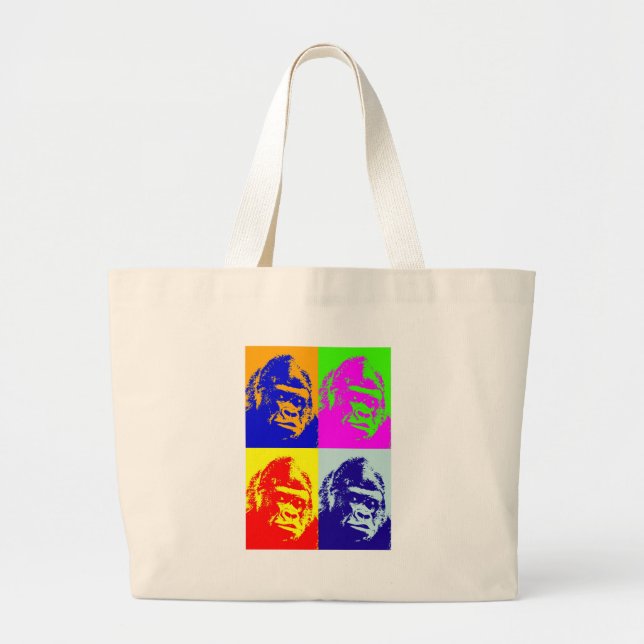 Gorilla Pop Art Large Tote Bag (Front)