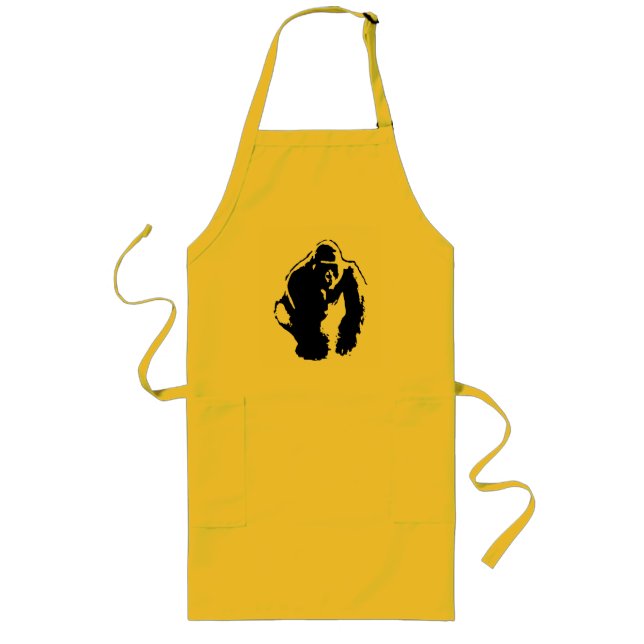 Gorilla Pop Art Long Apron (Front)