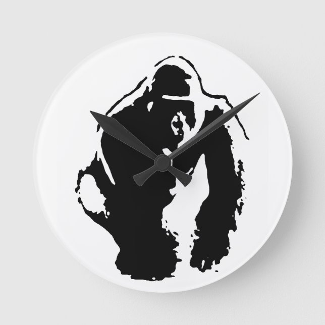 Gorilla Pop Art Round Clock (Front)