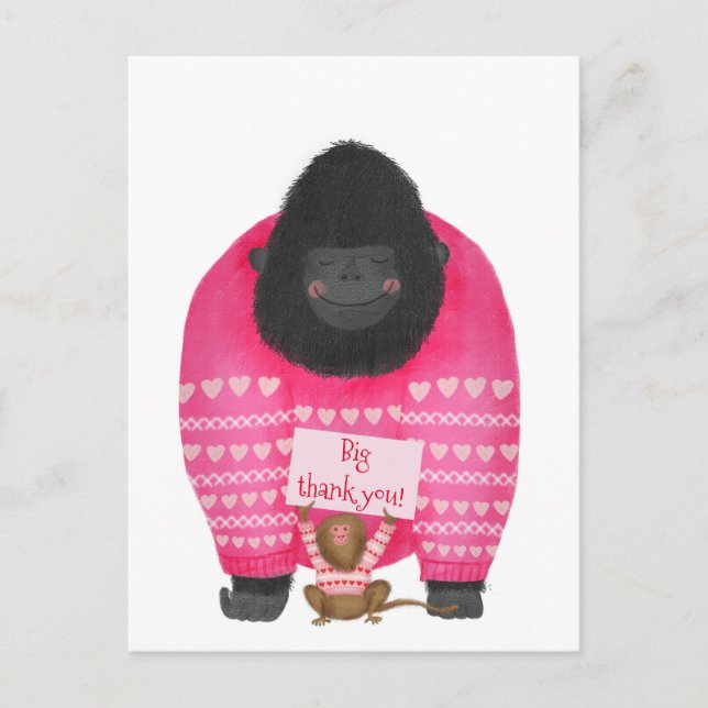 Gorilla & pygmy marmoset 'big thank you' postcard (Front)