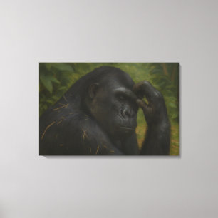 Gorilla Reflection – Thoughtful Wildlife Portrait Canvas Print