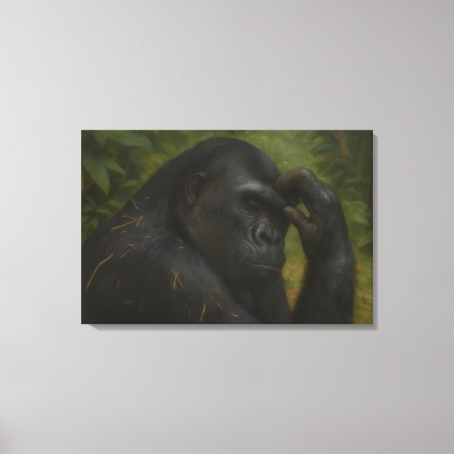 Gorilla Reflection – Thoughtful Wildlife Portrait Canvas Print (Front)