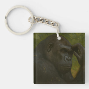 Gorilla Reflection – Thoughtful Wildlife Portrait Keychain