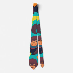 Gorilla Retro Colourful Personalized Pattern Tie