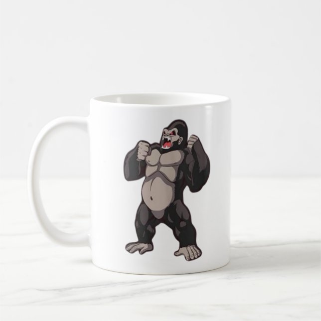 Gorilla Roaring Ape Monkey Coffee Mug (Left)