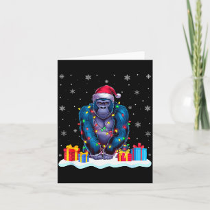 Gorilla Santa Hat Christmas Tree Light Xmas Pajama Card
