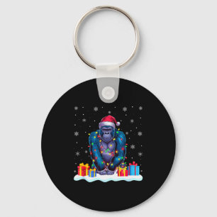 Gorilla Santa Hat Christmas Tree Light Xmas Pajama Keychain