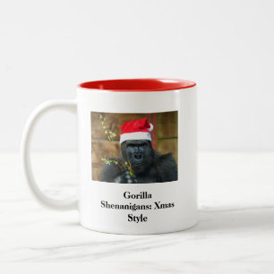 Gorilla Shenanigans: Xmas Style Two-Tone Coffee Mug