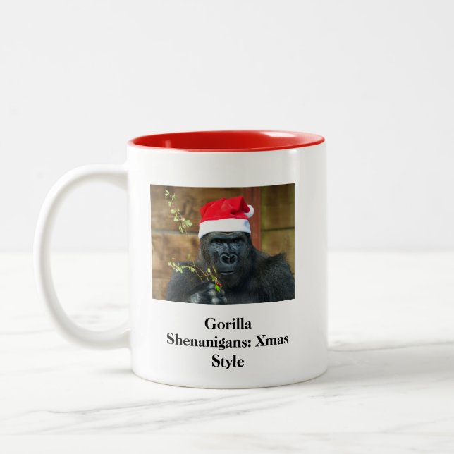 Gorilla Shenanigans: Xmas Style Two-Tone Coffee Mug (Left)