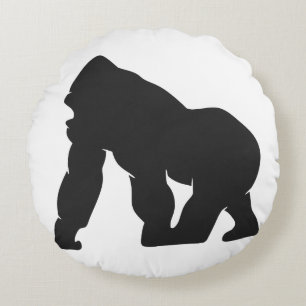 Gorilla silhouette round pillow