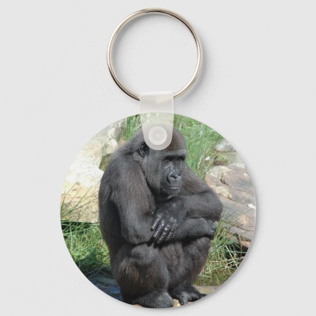 Gorilla Sitting Keychain (Front)