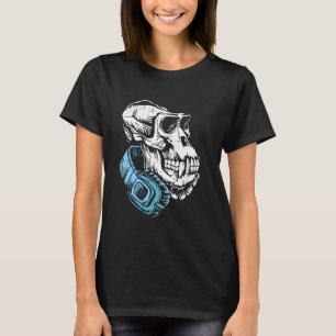Gorilla Skull Headphone Halloween Bones Men Women  T-Shirt