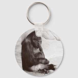 Gorilla Sleeping Photo Keychain