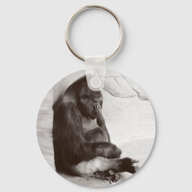 Gorilla Sleeping Photo Keychain (Front)