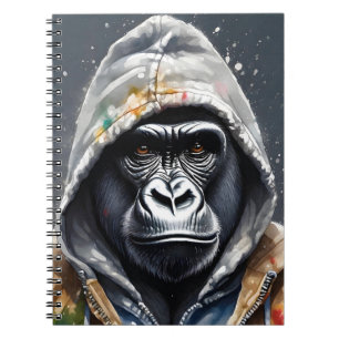 Gorilla Splatter Art Watercolor Portrait Notebook