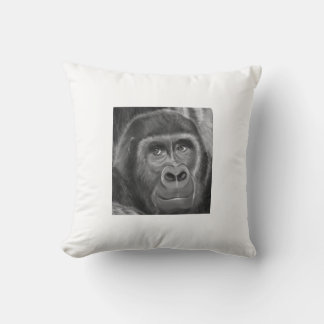 Gorilla sucking fingers Cushion2 指しゃぶりのゴリラクッション Throw Pillow