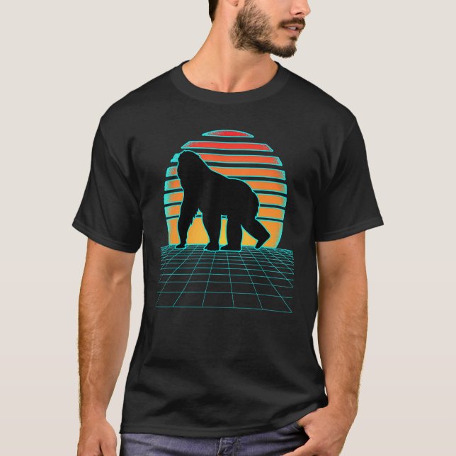 Gorilla Synthwave 80s Style Aesthetic Vaporwave Re T-Shirt (Front)