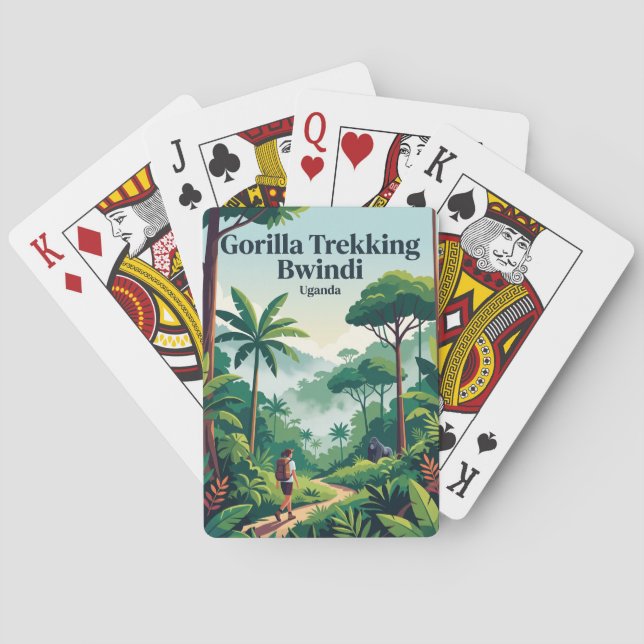 Gorilla Trekking Bwindi Impenetrable Forest Uganda Playing Cards (Back)