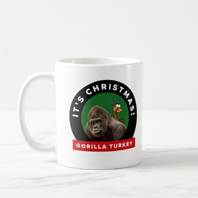 Gorilla Turkey Christmas Dinner Pun Coffee Mug (Left)
