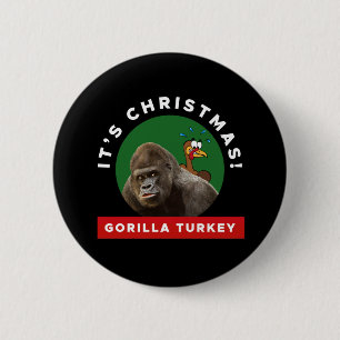 Gorilla Turkey Christmas Pun 2 Inch Round Button