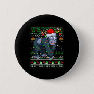 Gorilla Ugly Christmas Sweaters Holiday Santa Cute 2 Inch Round Button