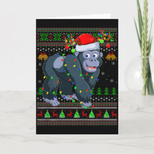 Gorilla Ugly Christmas Sweaters Holiday Santa Cute Card