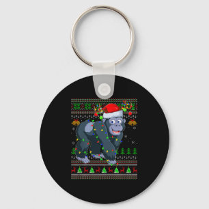Gorilla Ugly Christmas Sweaters Holiday Santa Cute Keychain