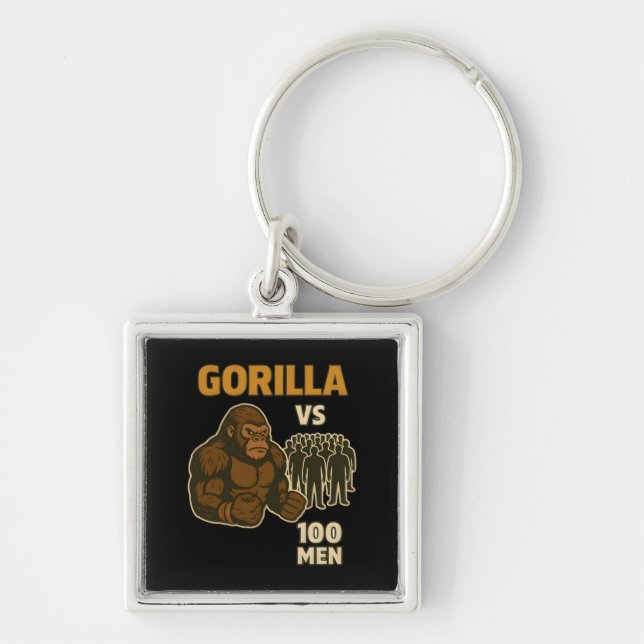 Gorilla vs 100 men epic battle keychain (Front)