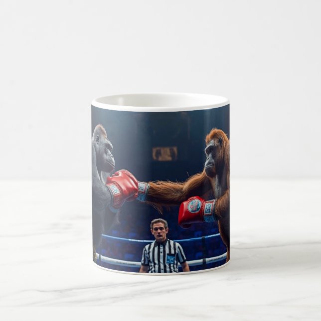 Gorilla vs. Orangutan Boxing  Coffee Mug (Center)