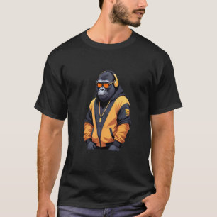 Gorilla Wearing Hoodie Funny Cool Animal Character T-Shirt