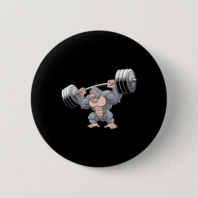 Gorilla Weightlifting Fitness Gym Training Bodybui 2 Inch Round Button (Front)