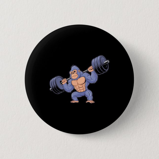 Gorilla Weightlifting Fitness Gym Training Bodybui 2 Inch Round Button (Front)