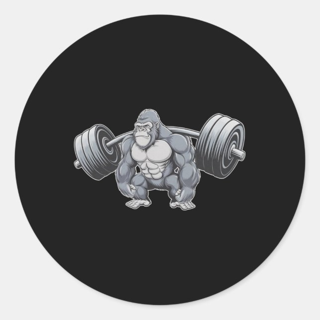 Gorilla Weightlifting Fitness Gym Training Bodybui Classic Round Sticker (Front)