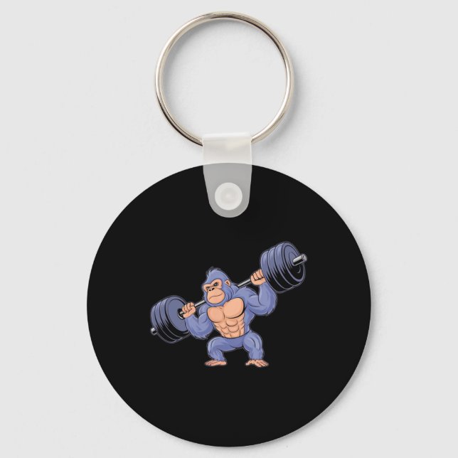 Gorilla Weightlifting Fitness Gym Training Bodybui Keychain (Front)