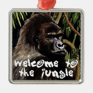 gorilla welcome to the jungle metal ornament