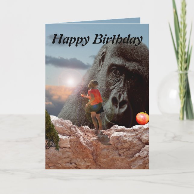Gorilla With Loving Eyes, Birthday Card (Front)