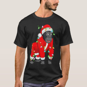 Gorilla Xmas Lighting Santa Gorilla Christmas T-Shirt