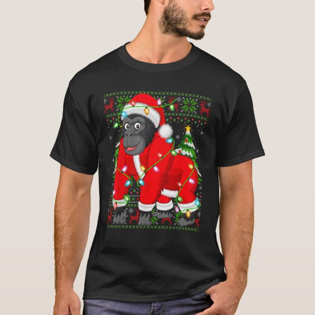 Gorilla Xmas Sweater Style Ugly Santa Gorilla Chri (Front)
