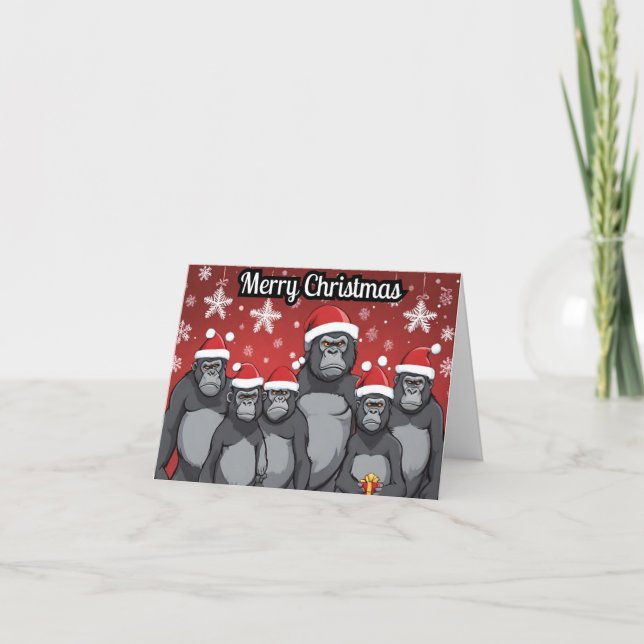 Gorillas Christmas Party  Holiday Card (Front)