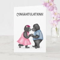 Gorillas in love engagement or wedding card
