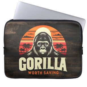 Gorillas Worth Saving World Wildlife Day Vintage Laptop Sleeve