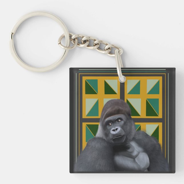 Gorille de Silverback Jaune et vert géométrique (Devant)