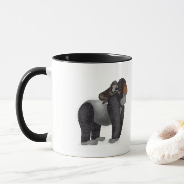 Gorille et bébé "grand papa" mug (Avec donut)