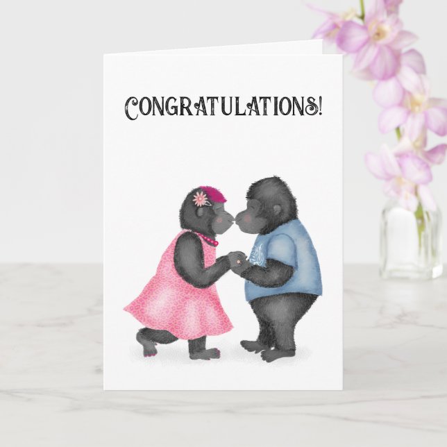 Gorilles amoureuses carte fiançailles ou mariage (Orchidée)