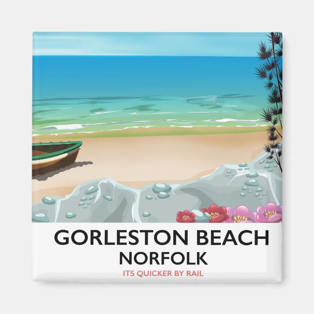 Gorleston Beach Norfolk Rail poster. Magnet (Front)