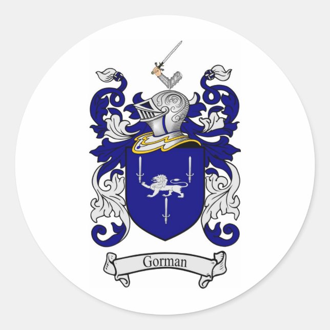 GORMAN FAMILY CREST -  GORMAN COAT OF ARMS CLASSIC ROUND STICKER (Front)