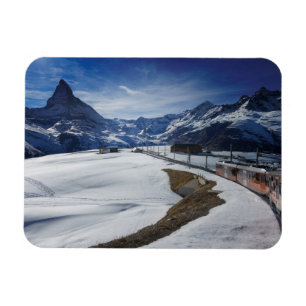 Gornergrat railway train and Matterhorn in Zermatt Magnet
